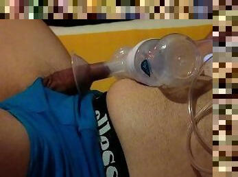 Trying out breast pump on my foreskin