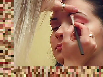 Sexy eyes girl in makeup chair