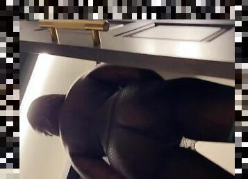 Dancing black ass in fishnets