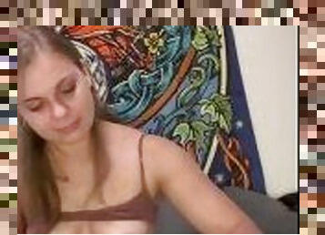 Teen masseuse gives massage to balls then expertly drains them.
