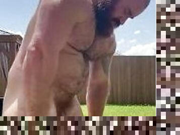 Hung Hairy Thick Bodybuilder Pisses Outside While Flexing OnlyfansBeefBeast Beefy Musclebear Peeing