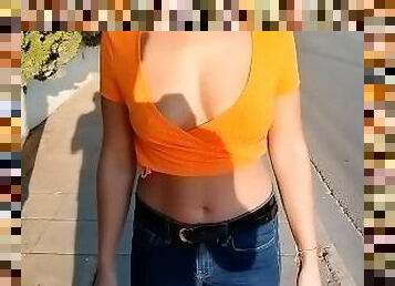 tetas-grandes, masturbación, público, amateur, a-solas