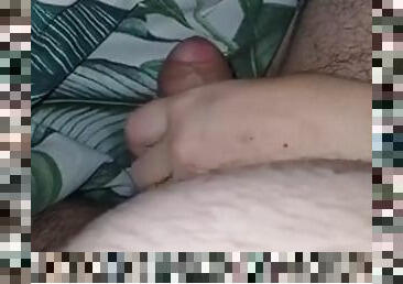 Lustful wife handjob stepson cock in bed