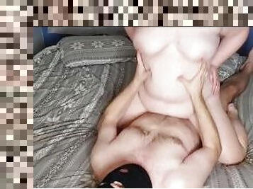 I fucked my wife's wet pussy and ejaculated inside, her breasts are sexy.