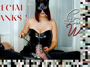 Readhead Mistress Gives Her Slave A CBT Handjob Orgasm (Special 100 Subscribers 100 Balls Hits)