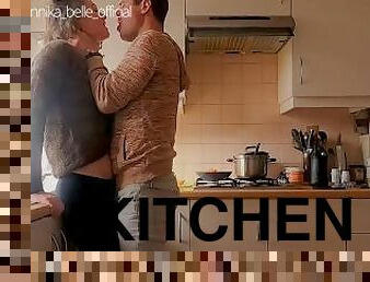 Kitchen make out with stepsister, kissing & fingering - sensual teasing moments