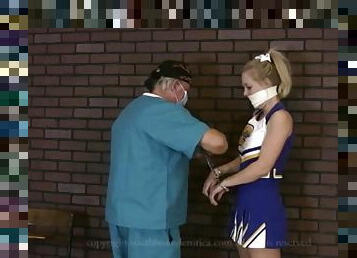 Blonde Cheerleader Microfoam Gagged