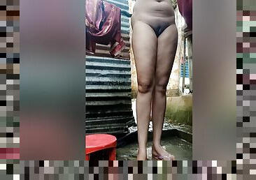 Dress Wearing After Bath. Bangladeshi Sadia Bhabi Wearing Dress