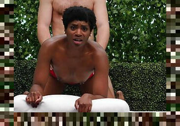 Sweet ebony moans in lust for more as the white dude treats her with great care