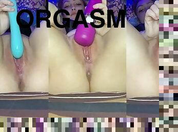 masturbaatio, orgasmi, pillu-pussy, amatööri, nussiminen, dildo, soolo, lähikuva, märkä