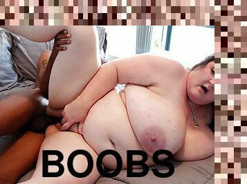 Long John Long Dick - BBW with monster boobs in amateur interracial hardcore with cumshot