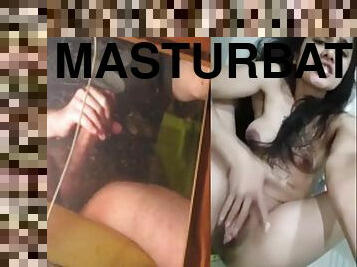 Jerking off dick in female masturbation split screen