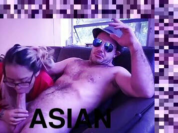 Asian slut used by white dad