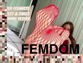 Red fishnets soles ignore goddess worship footslave training