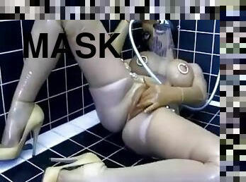 badning, fetish, bruser, latex, maske, gummi