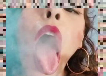 Brazilian with huge, meaty mouth smoking - smoking fetish