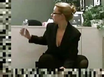 Professional babe in glasses giving a handjob