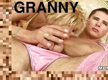 Crossdresser boy fucks a granny