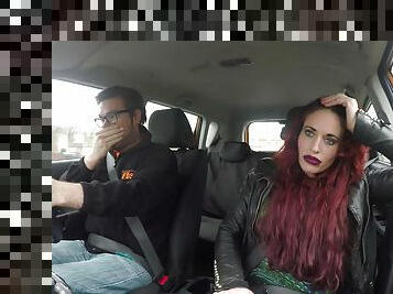 Crazy Redhead Fucks Car Gearstick and her driving instructor Ryan Ryder