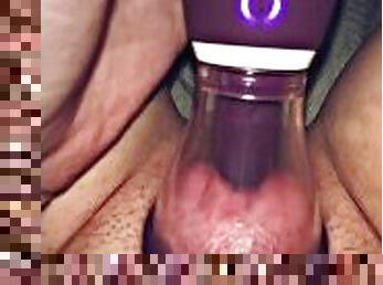 Cumming with my clit licking pump while no one is home