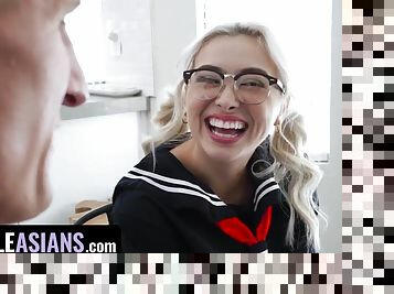 Blonde College Girl In Uniform Chloe Surreal Reveals Her Huge Natural Boobs To Lucky Stud - Creampie cumshot