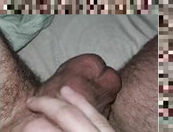 Playing with my pierced cock in bed!