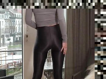 Cum over my shiny leggings
