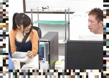 Japanese office babe gets intimate with one of the co-workers