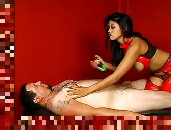 Asian dominatrix gets her way with her slave