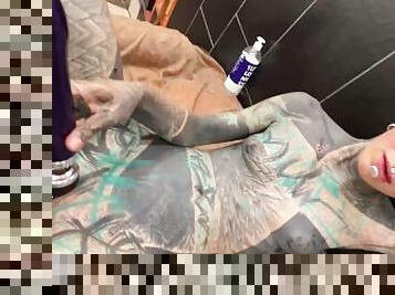 Girl gets fucked from Tattoo Artist after the session in the Studio