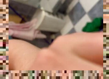 Bought a new masturbator. Testing an automatic masturbator. jerking off my dick in the shower
