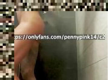 British Girl Sucking Dildo While Taking Shower in Her Step-Brother's Washroom