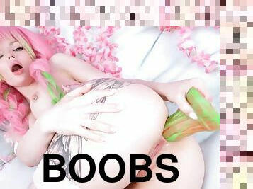 Bichita Rika Putita kinky 18yo pink haired teen uses anal dildo toy - fetish solo masturbation