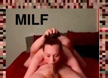 69 in bed with MILF swallowing nut!