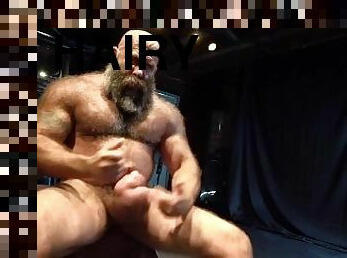 MASSIVE MUSCLE BULL WITH HUGE COCK WORKING OUT AND SHOWING OFF