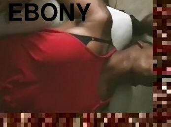 Ebony Babe Devours One Big Dick