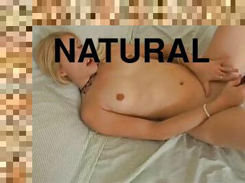 onani, tenåring, leke, blond, knulling-fucking, naturlig, stram, dildo, petite, alene