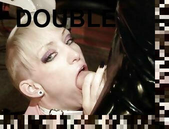Submissive Blonde Penetrated In The Mouth By A Rubber Cock