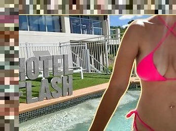 Wife flashes tits in Hotel Pool  Seen by Hotel GUESTS