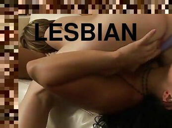 Pleasant lesbian with big tits licking juicy pussy nicely