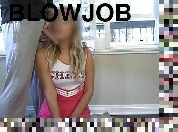 svær, gammel, skolejente, blowjob, tenåring, handjob, første-gang, facial, blond, cheerleader