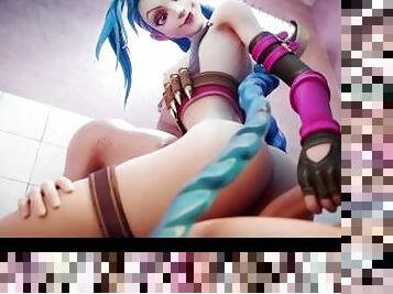 Jinx Hard Dick Riding And Getting Creampie In The Toilet Stall  Hottest League Of Legends Hentai 4k
