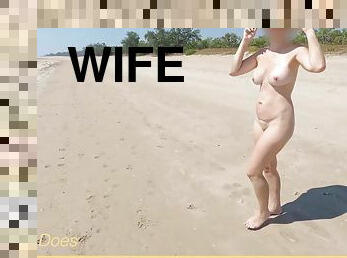 Exhibitionist Wife Beach Voyeur 4k Fully Nude Wifey Does