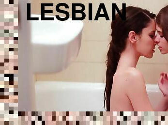 רחצה, ציצי-גדול, לסבית-lesbian, מקלחת, מלון, שחרחורת