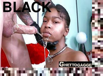 Tiny Black Girl Deepthroats Two Cocks