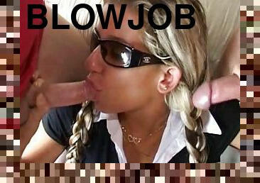 Glamorous blonde Bibi is sucking big poles