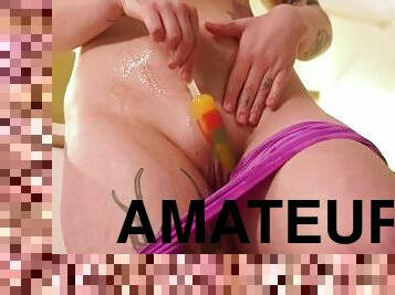 masturbaatio, nännit, orgasmi, pillu-pussy, amatööri, typykät, lelu, blondi, lävistetty, soolo