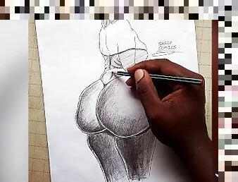 BIG ASS EBONY MILF WEARING THONG  Comic Drawing