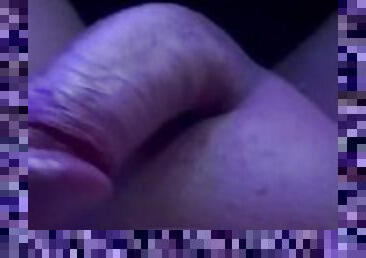 Close-up playing with frenulum until CUM SHOT