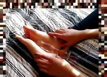 Feet massage with toys from a foot loving girl